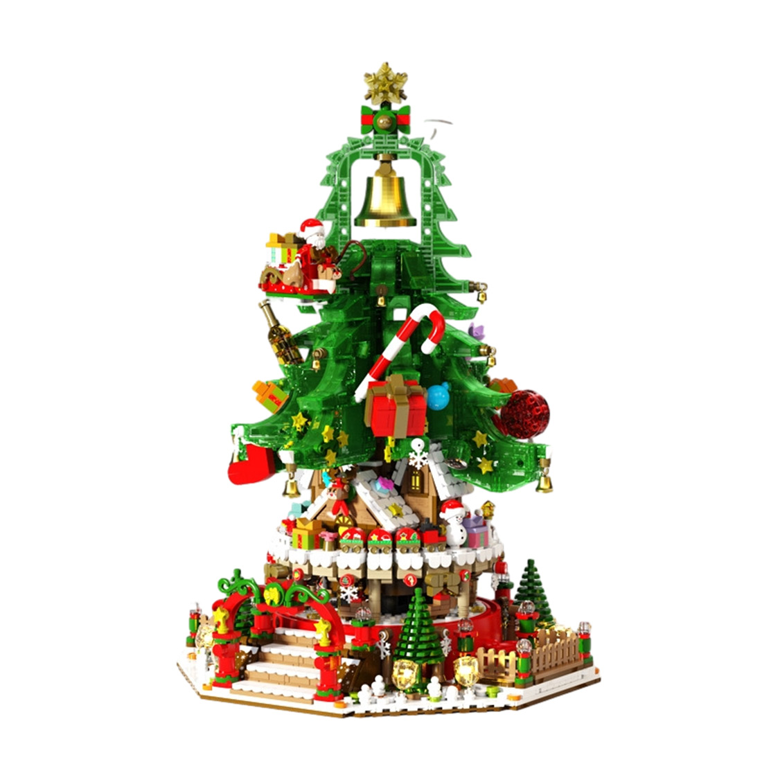 Christmas Melody Wonderland Music Box with Light DIY Assembly Model Small Particles Building Blocks Set (2963PCS/Dynamic Version)