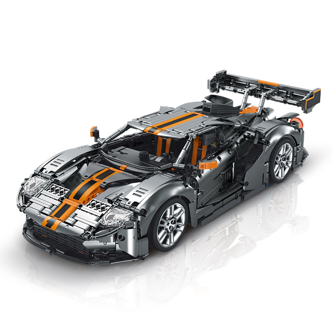 1/8 GT Sports Car Model MOC DIY Assembly Building Blocks Set (2828PCS/Dark Silver Grey)