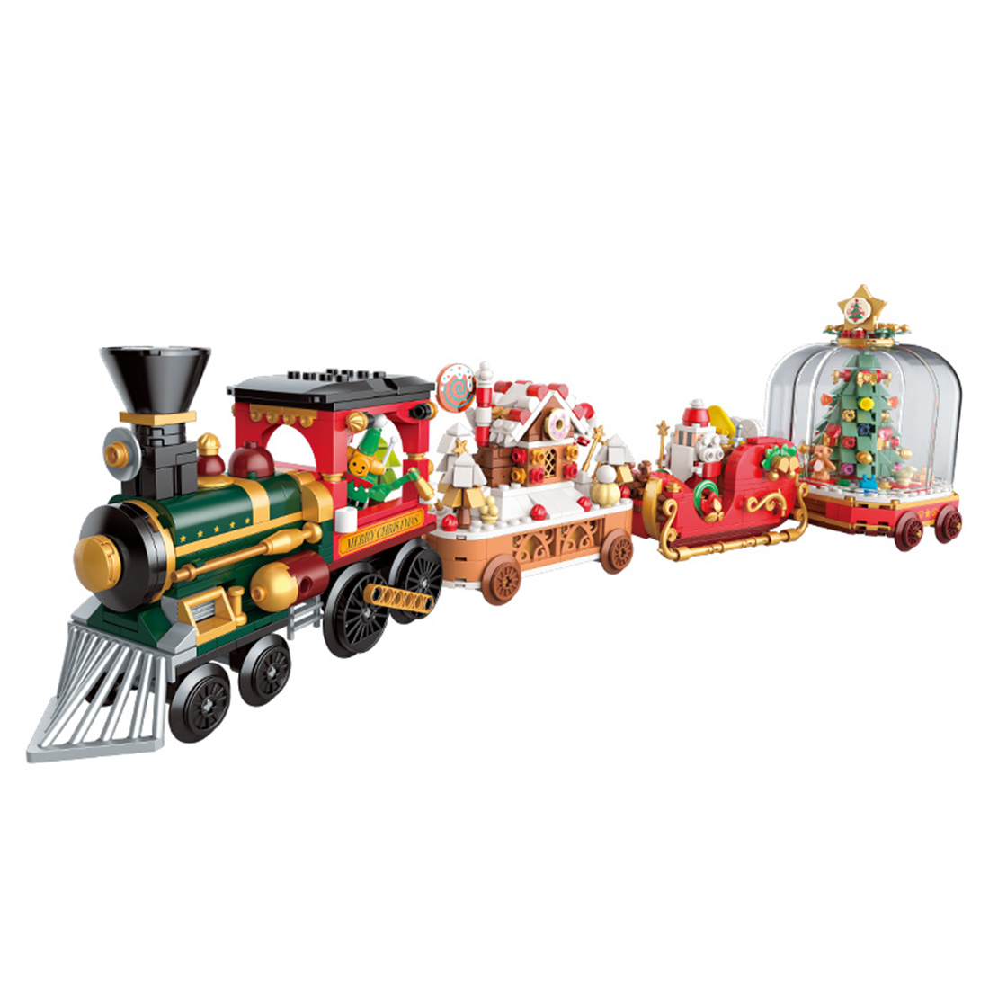 MOC DIY Christmas Colourful Train Model Assembly Toy Small Particles Building Blocks Set (1000PCS/Set of 4)