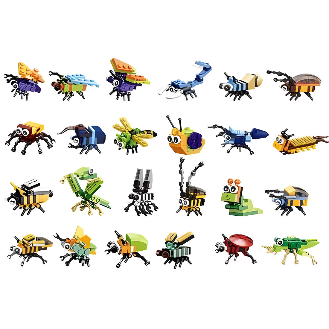 Christmas Countdown Tear-off Calendar Mystery Box Building Blocks Set (Insects Series)