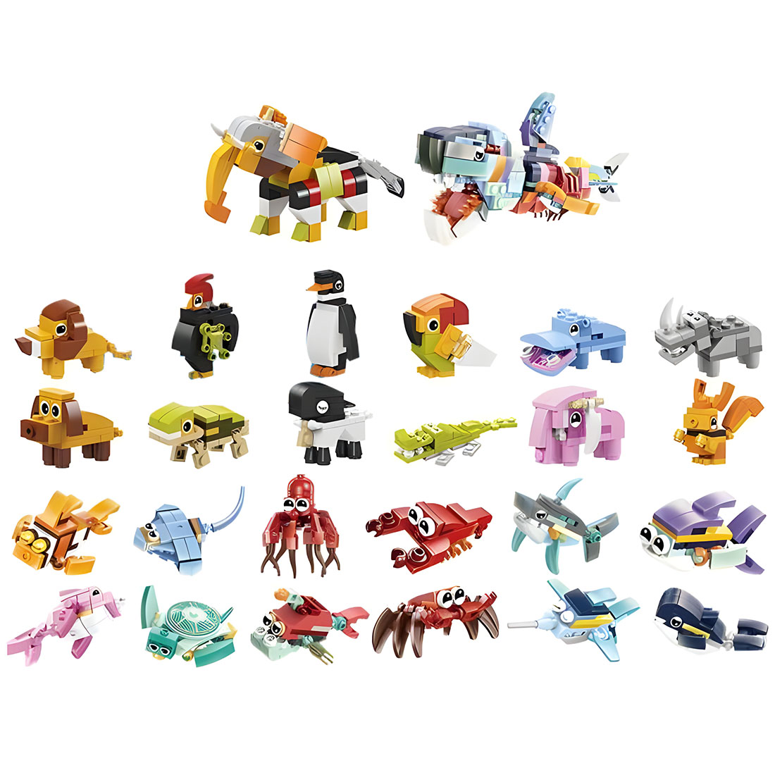 Christmas Countdown Tear-off Calendar Mystery Box Building Blocks Set (Ocean Animals Series)