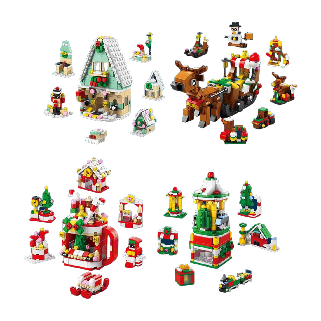 Christmas Countdown Calendar Mystery Box Sledge Building Blocks  