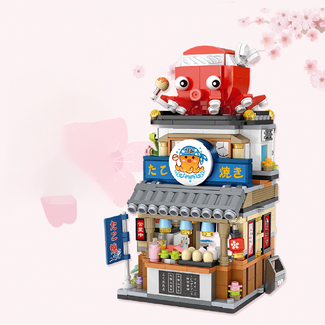 Japanese Street View Series Takoyaki Shop/Ice Drink Shop Bricks Mini Particle DIY Building Blocks Stem Toy Kit
