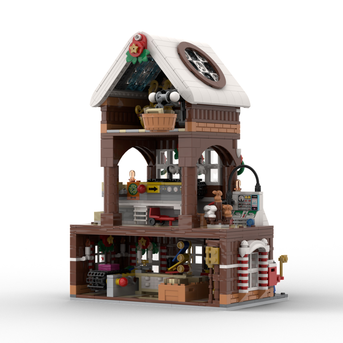 Christmas Snow Gingerbread House Model Building Blocks MOC Set Toys (2039PCS)