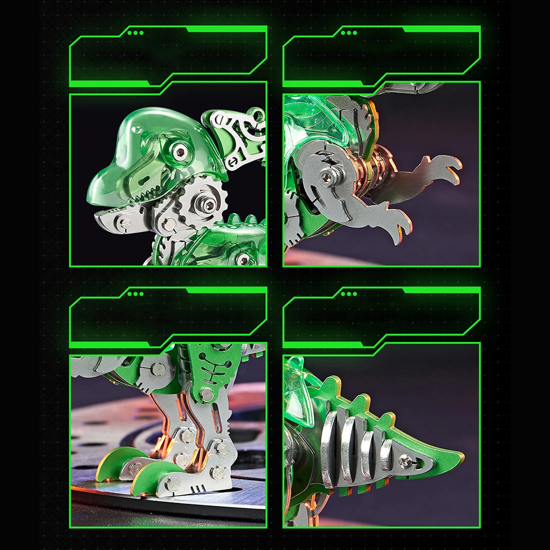 DIY Mechanical Parasaurolophus Q Version Metal Assembly Dinosaur Model (Kit Version/157PCS/Green)
