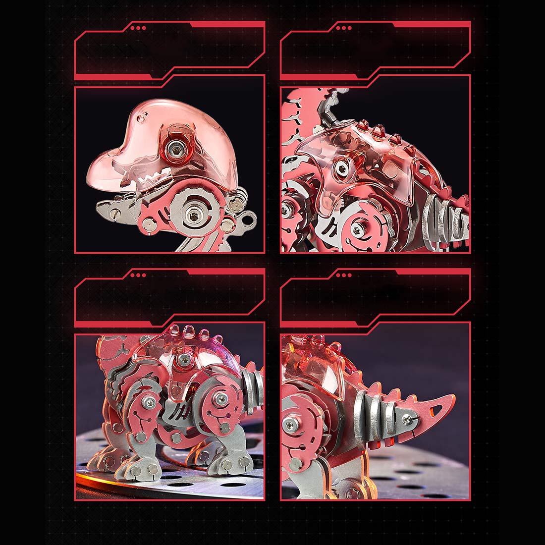 DIY Mechanical Brachiosaurus Q Version Metal Assembly Dinosaur Model (Kit Version/174PCS/Pink)