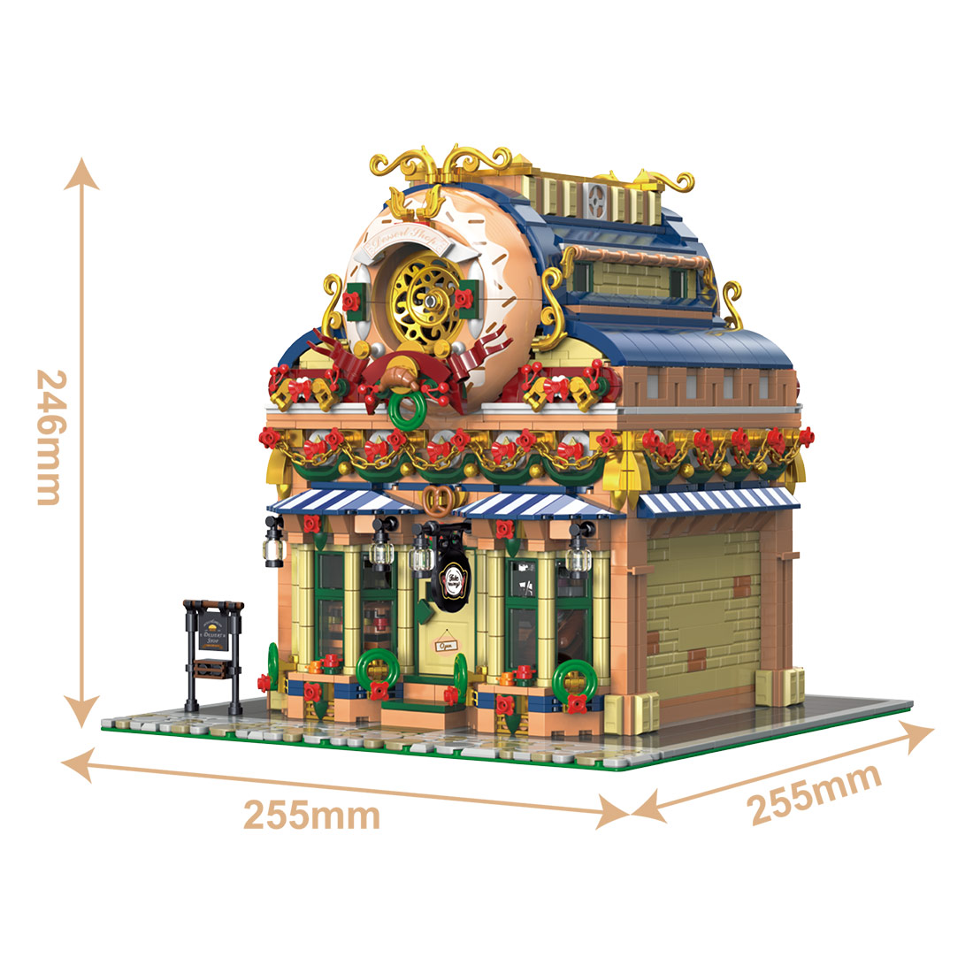 Doughnut Dessert Workshop Street Scene Assembly Toy Building Blocks Set (2657PCS)