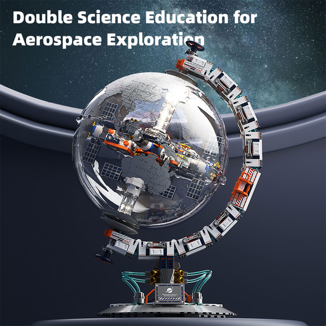 Futuristic Space Station Crystal Clear Globe Building Blocks Set (500+PCS)