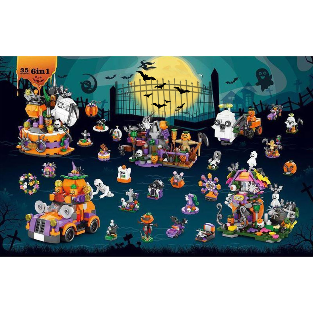 Halloween Calendar Blind Box Assembly Toy Building Blocks Set (1328PCS)