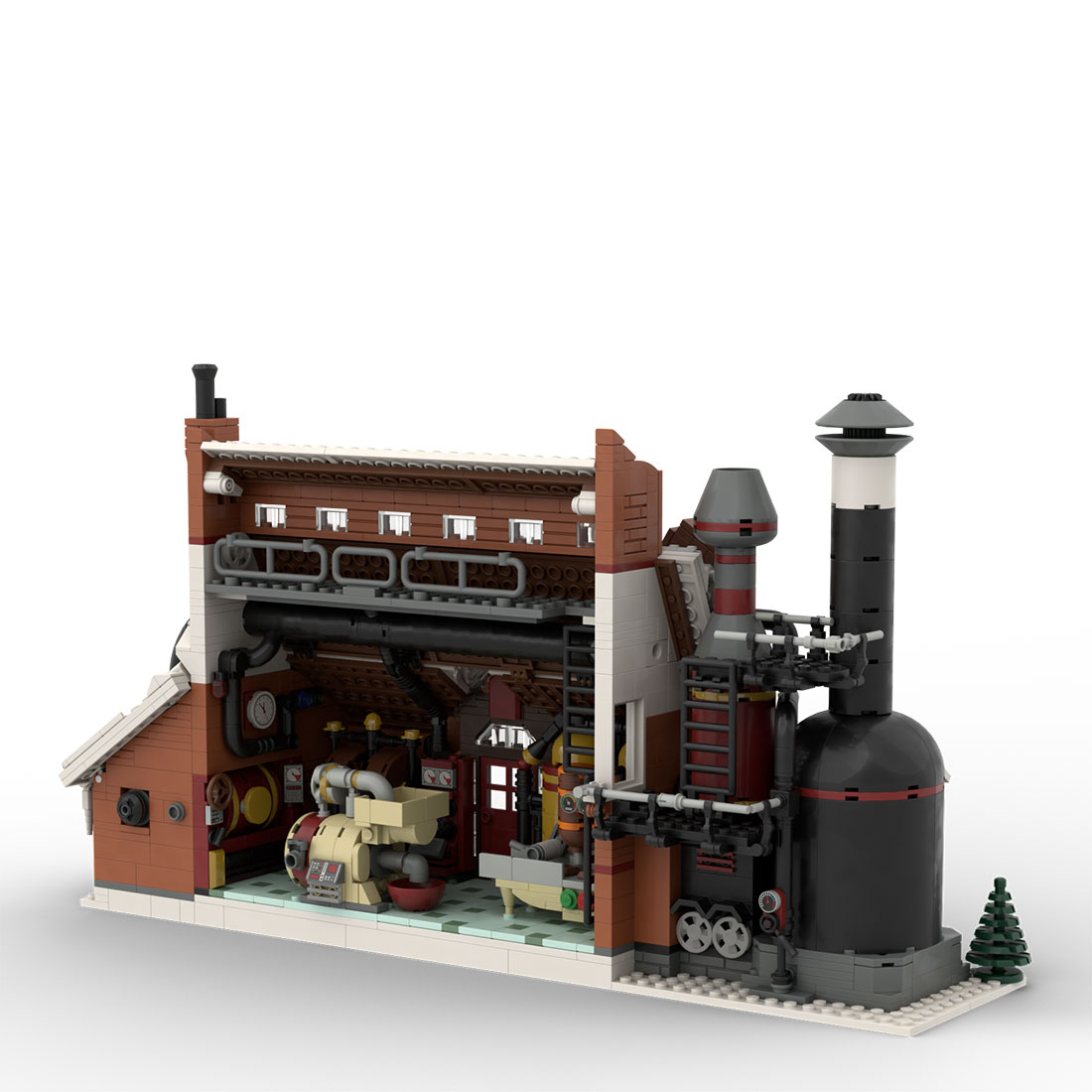 MOC-162963 Winter Village-Chocolate Factory Snowy Christmas Street Scene Building Blocks Set (1932PCS)