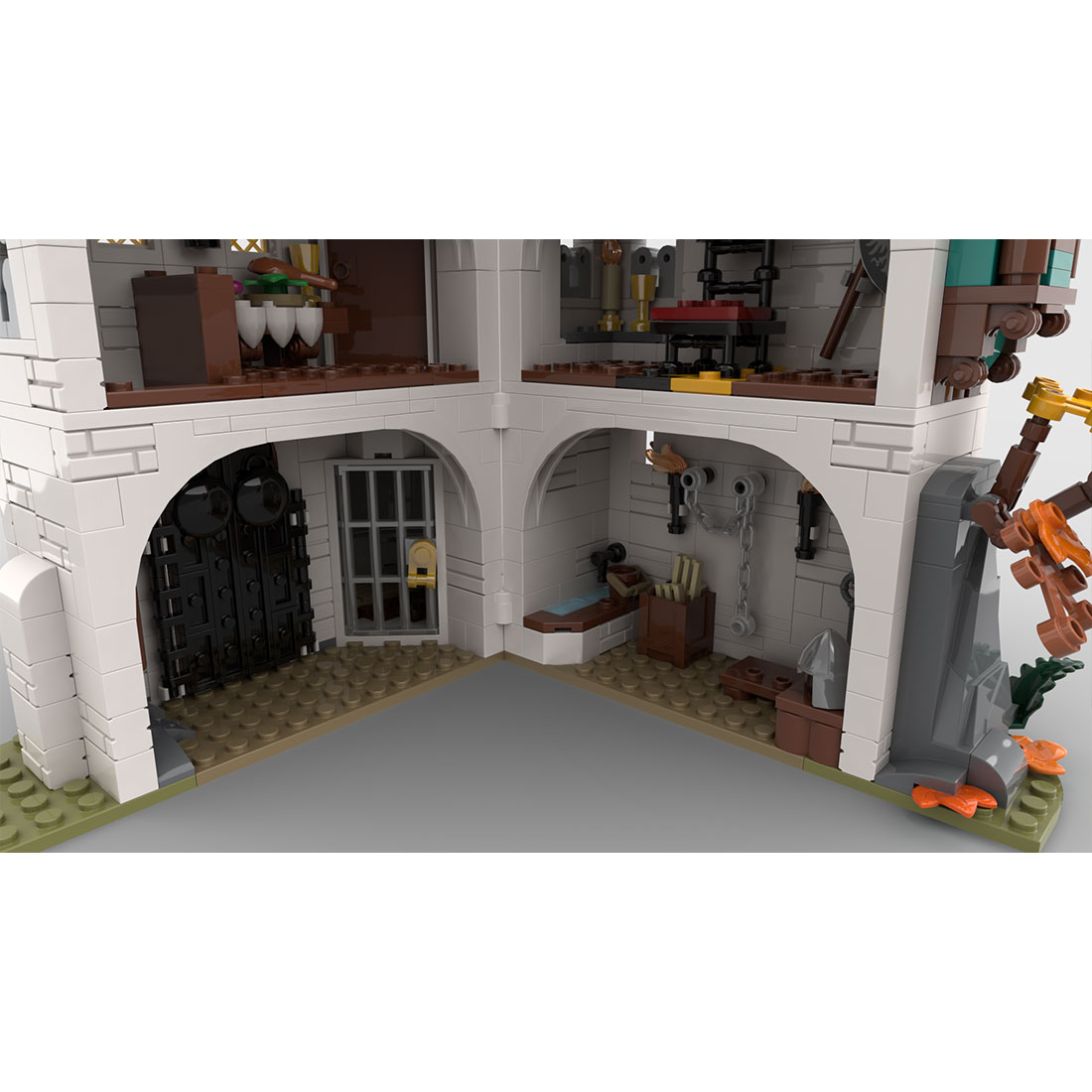 MOC-189672 Medieval White tower Assembly Toy Building Blocks Set (1213PCS)