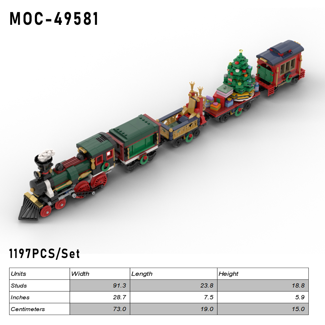 MOC-49581 Christmas Train Model Building blocks Toys Set (1197PCS/Static Version)