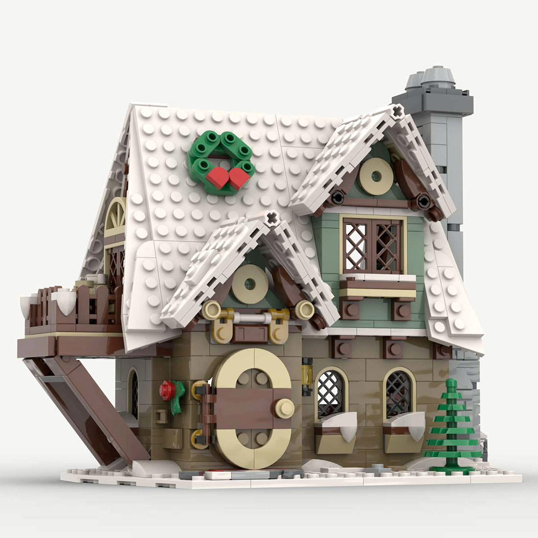 MOC-91768 Christmas Elf Cottage Model Assembly Toy Street Scene Building Blocks Set (898PCS)