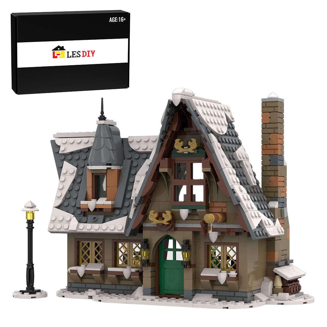 MOC-94936 Christmas Winter Country Inn Model Assembly Toy Street Scene Building Blocks Set (702PCS)