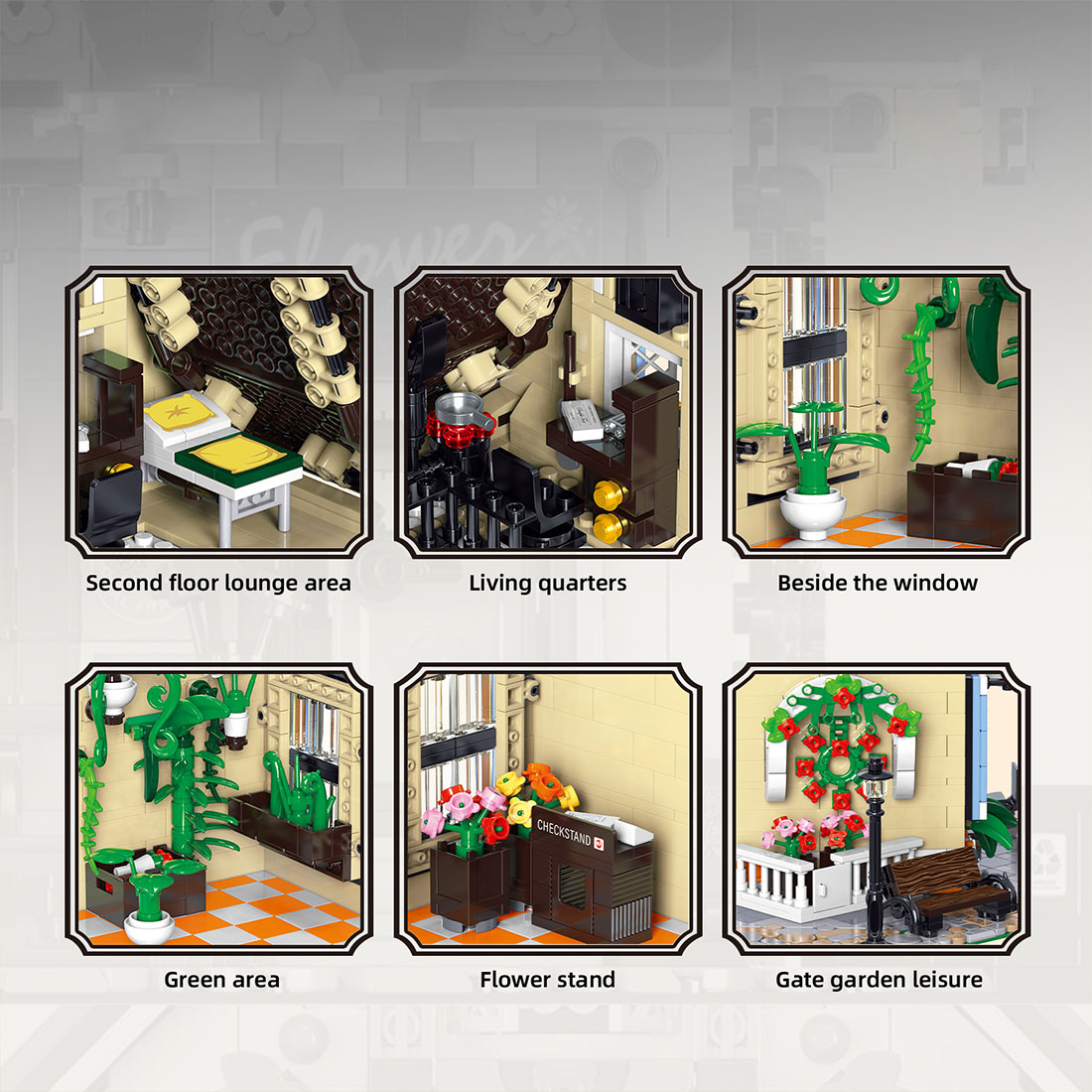 Magic Flower Workshop Street Scene Assembly Toy Building Blocks Set (2445PCS)