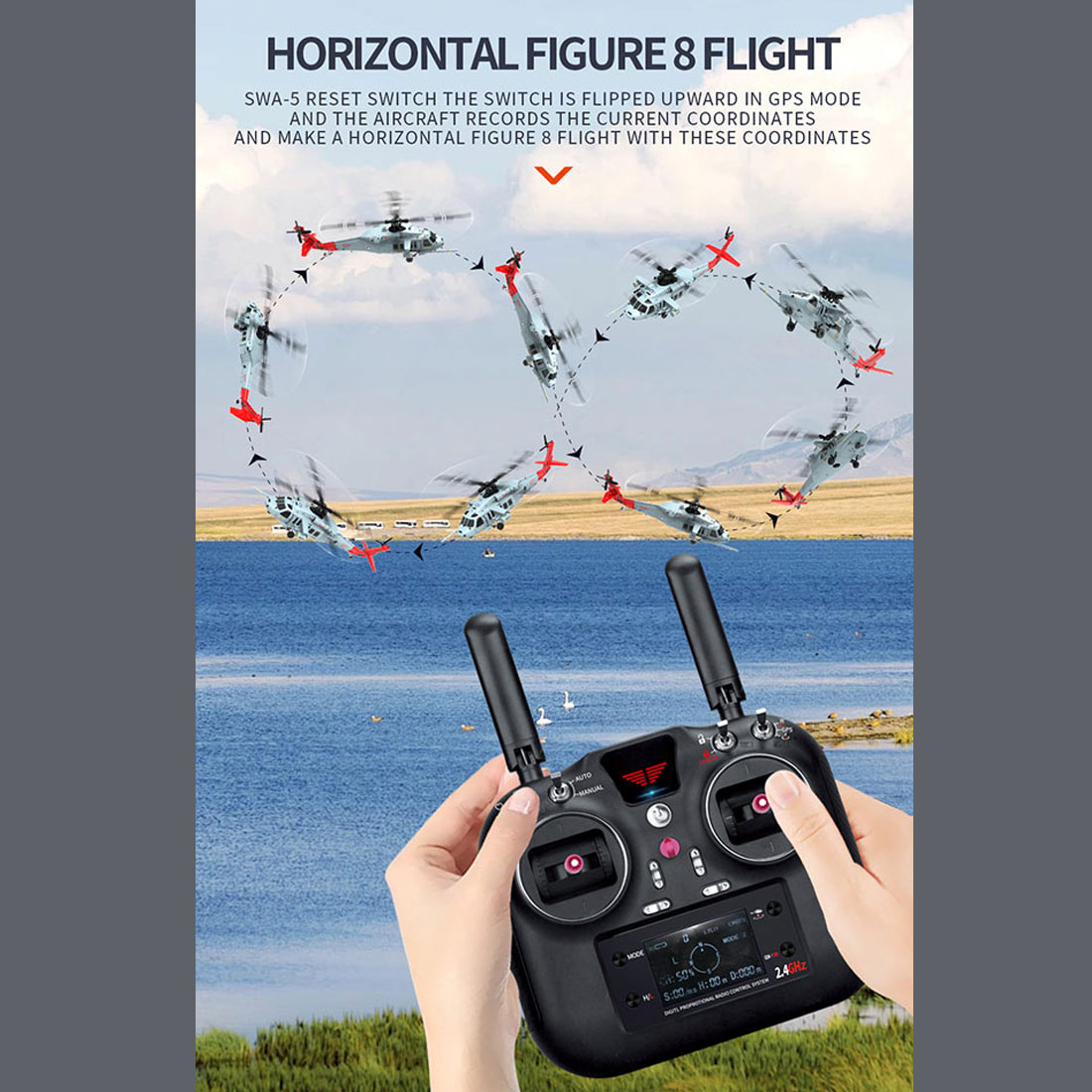 YU XIANG F09-H SH60 Seahawk 8CH RC Helicopter 1/47 Scale 2.4G Dual Brushless DD 6G/3D Stunt Copter Model (Include FC&GPS/RTF Version)