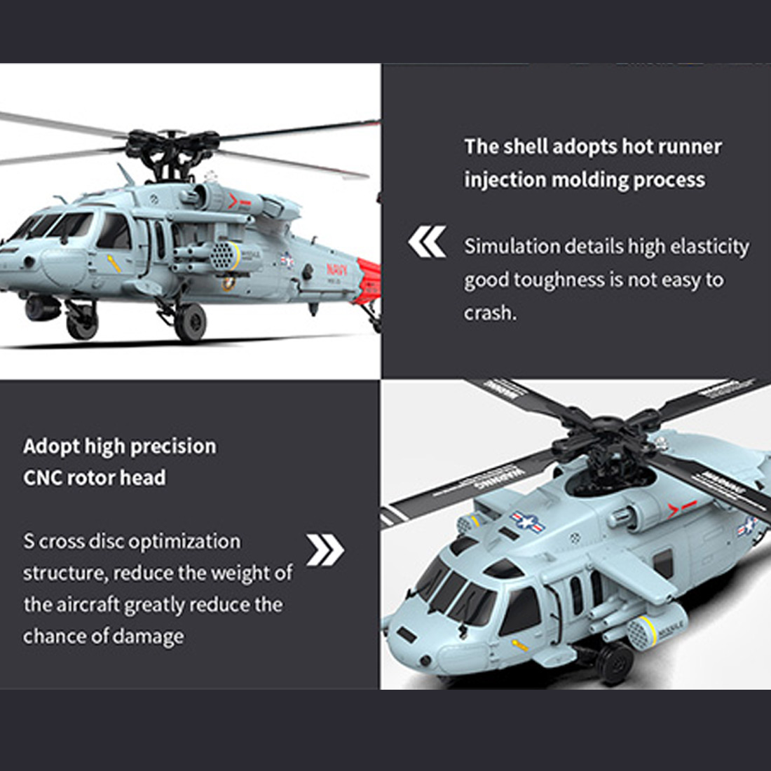 YU XIANG F09-H SH60 Seahawk 8CH RC Helicopter 1/47 Scale 2.4G Dual Brushless DD 6G/3D Stunt Copter Model (Include FC&GPS/RTF Version)