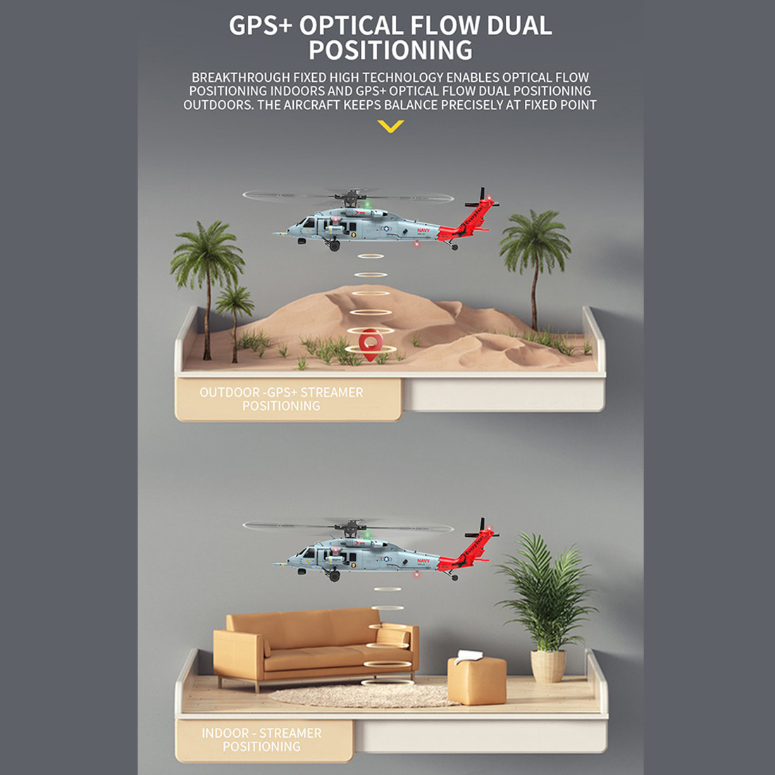 YU XIANG F09-H SH60 Seahawk 8CH RC Helicopter 1/47 Scale 2.4G Dual Brushless DD 6G/3D Stunt Copter Model (Include FC&GPS/RTF Version)