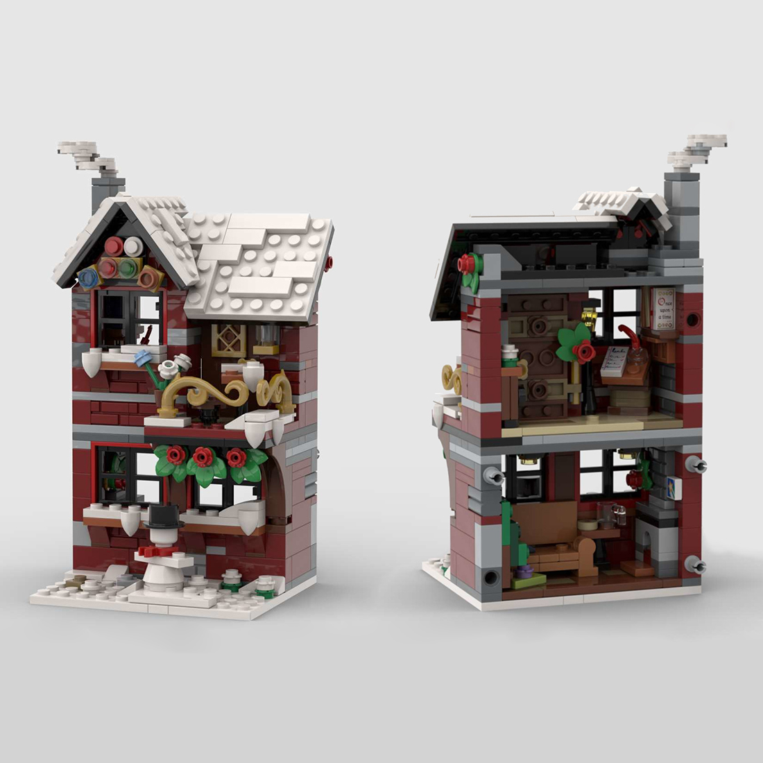 2340 PCS Three Little Winter Houses Bricks Model MOC-58700& MOC-79497 Building Block Set Toys (Licensed and Designed by little_Thomas)