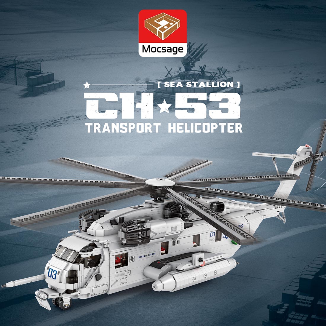 Mocsage CH-53E Super Stallion 1/35 Scale Modern Military-themed Small Particles Building Blocks Set (2192PCS)