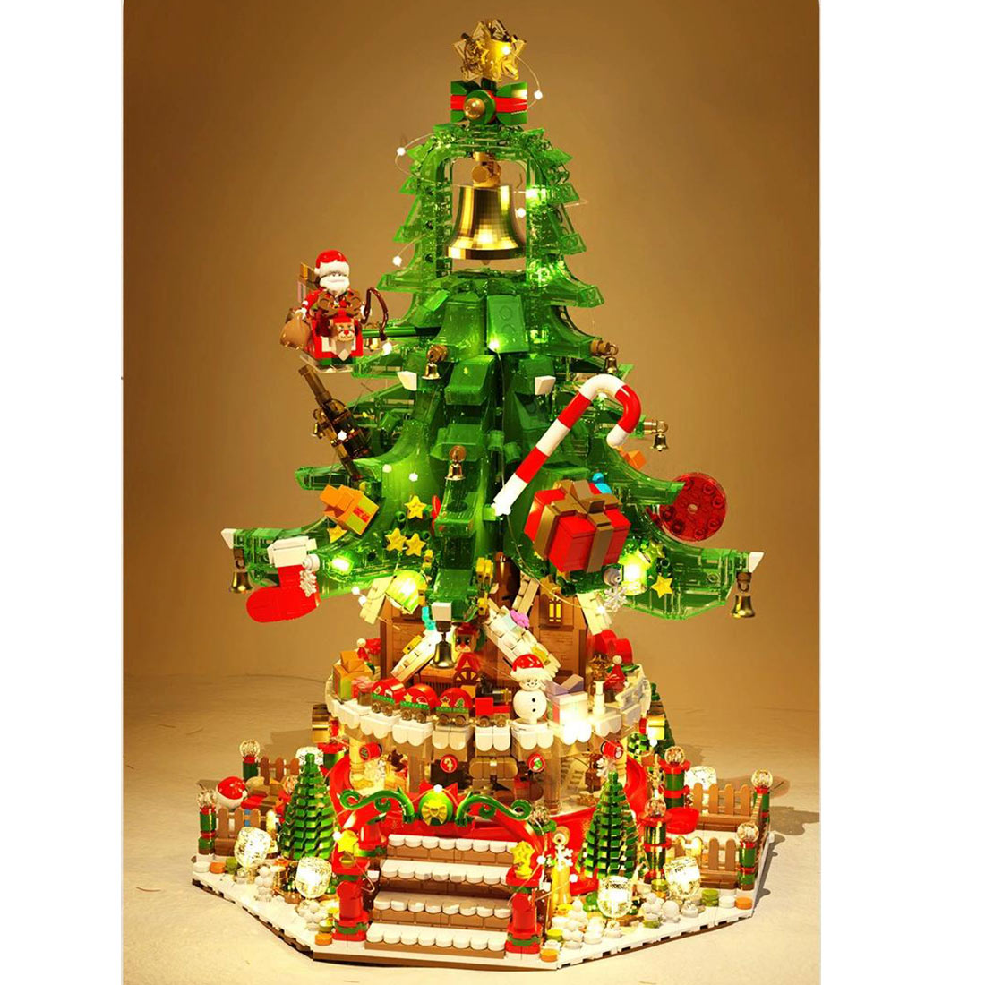 Christmas Melody Wonderland Music Box with Light DIY Assembly Model Small Particles Building Blocks Set (2963PCS/Dynamic Version)