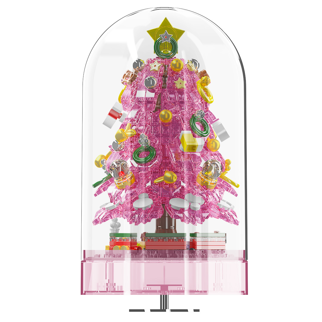 Christmas Music Box Model Assembly Toy Small Particles Building Blocks Set (Dynamic Version/688PCS/Pink)