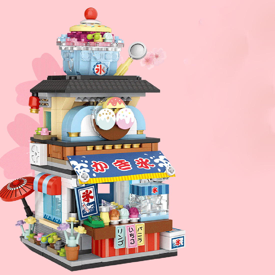 Japanese Street View Series Takoyaki Shop/Ice Drink Shop Bricks Mini Particle DIY Building Blocks Stem Toy Kit