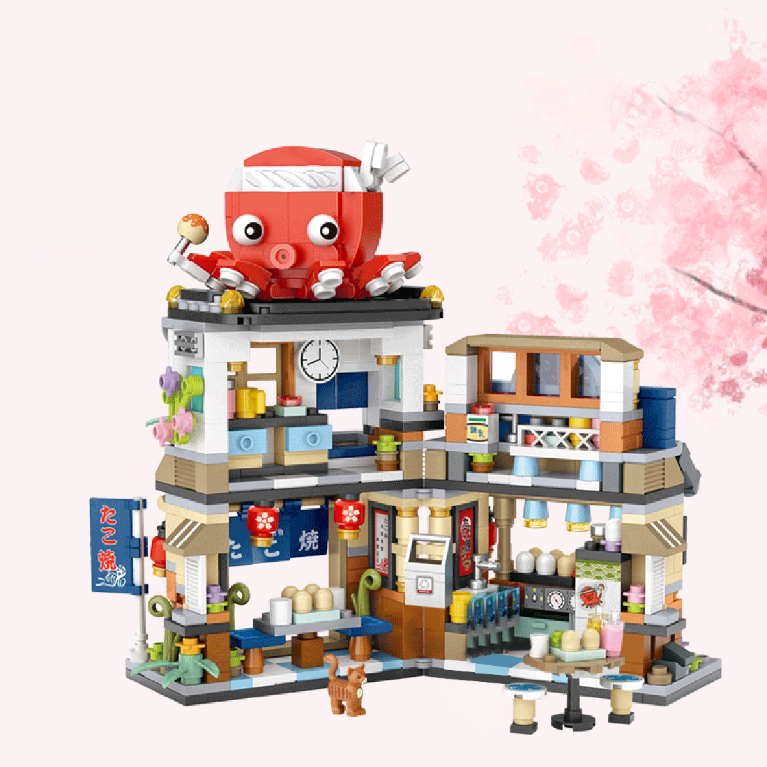 Japanese Street View Series Takoyaki Shop/Ice Drink Shop Bricks Mini Particle DIY Building Blocks Stem Toy Kit