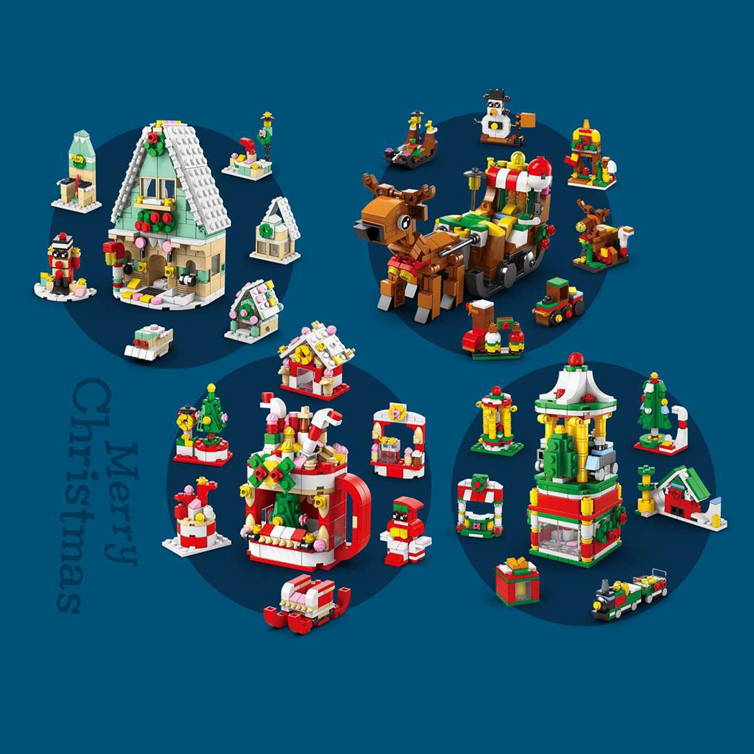 Christmas Countdown Calendar Mystery Box Sledge Building Blocks  