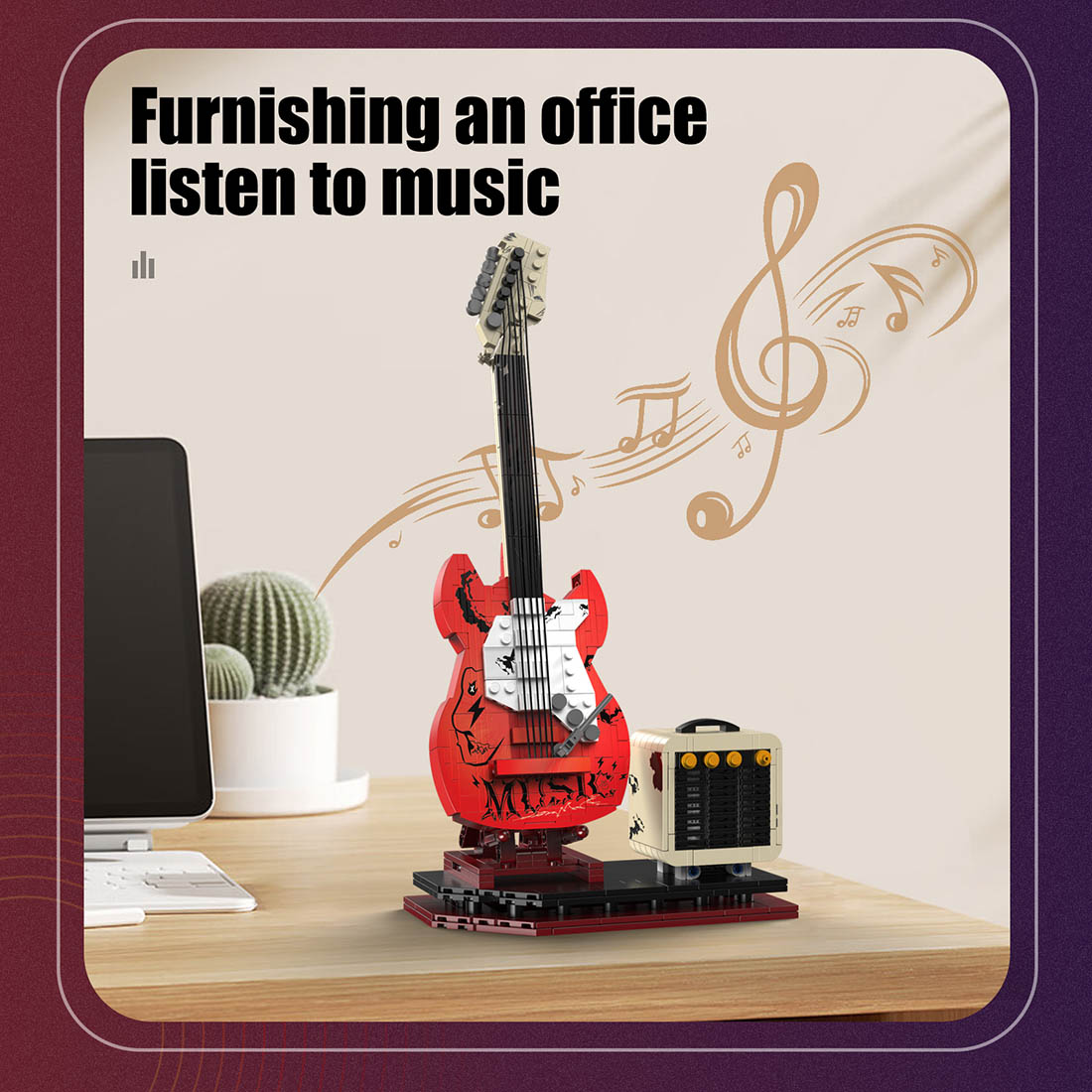 Bluetooth Guitar Music Interactive DIY Assembly Building Block Set (500+PCS)