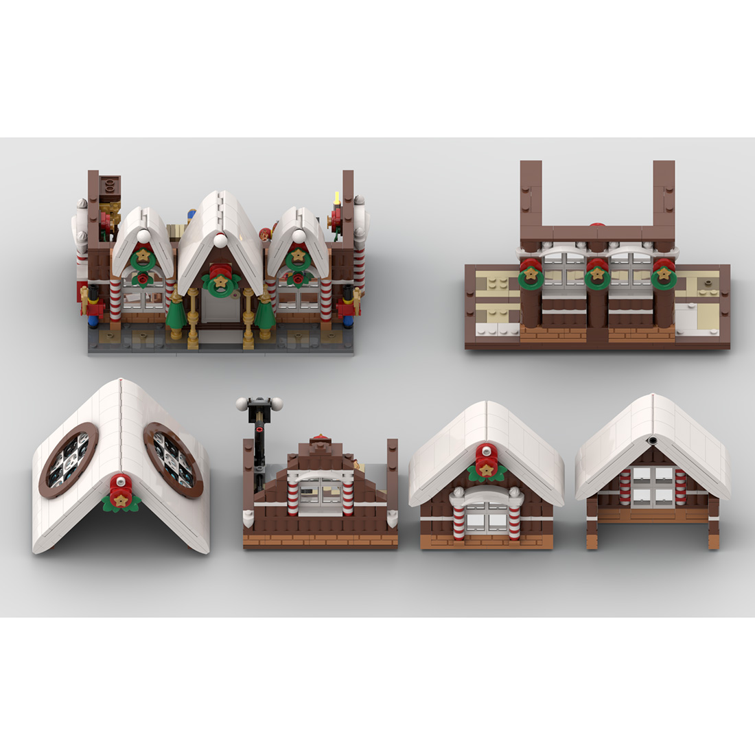 Christmas Snow Gingerbread House Model Building Blocks MOC Set Toys (2039PCS)