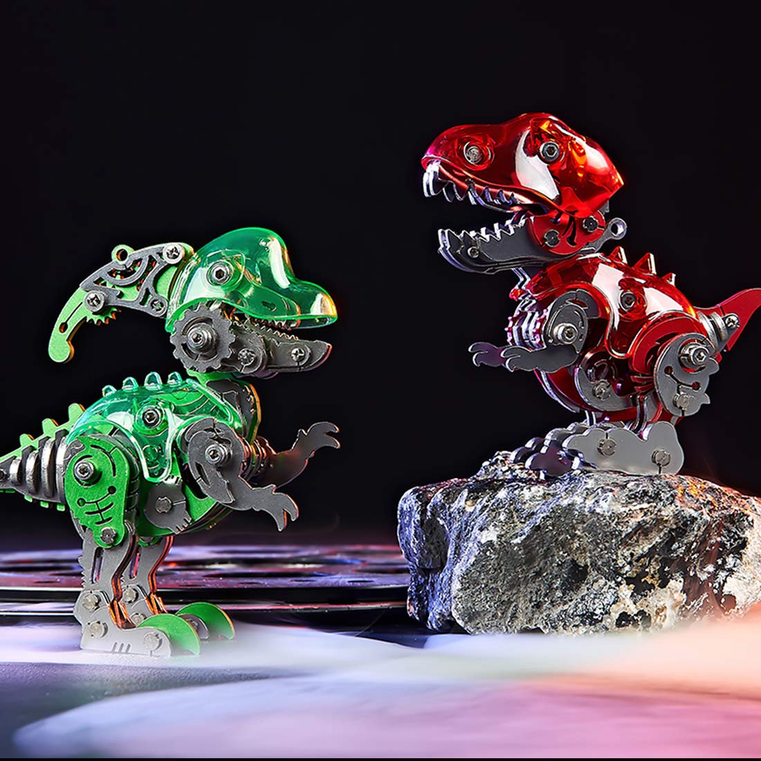 DIY Mechanical Parasaurolophus Q Version Metal Assembly Dinosaur Model (Kit Version/157PCS/Green)