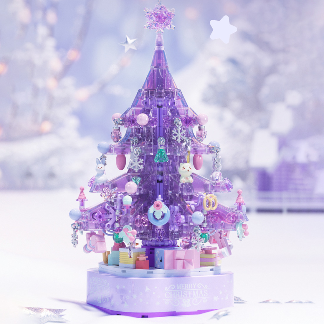 Dreamy Crystal Christmas Tree Music Box Building Blocks Set (Dynamic Version/729PCS)
