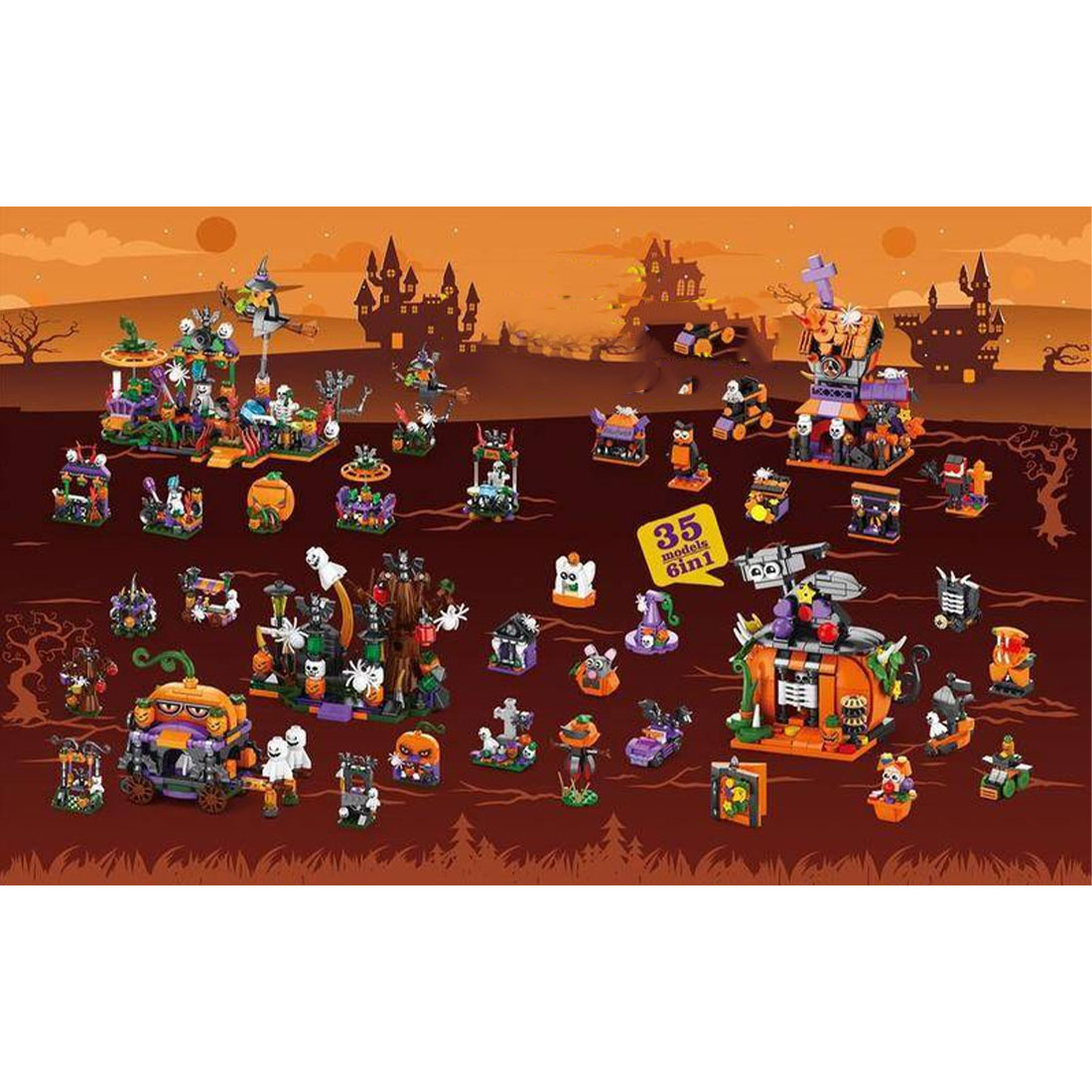 Halloween Calendar Blind Box Assembly Toy Building Blocks Set (1057PCS)