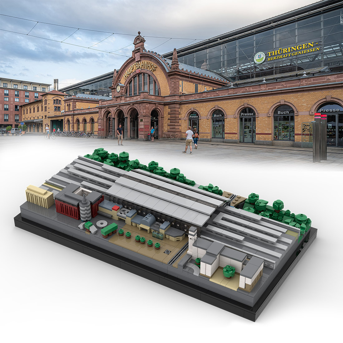 MOC-152705 Erfurt Central Station Germany Street Scene Building Blocks Set (1617PCS)