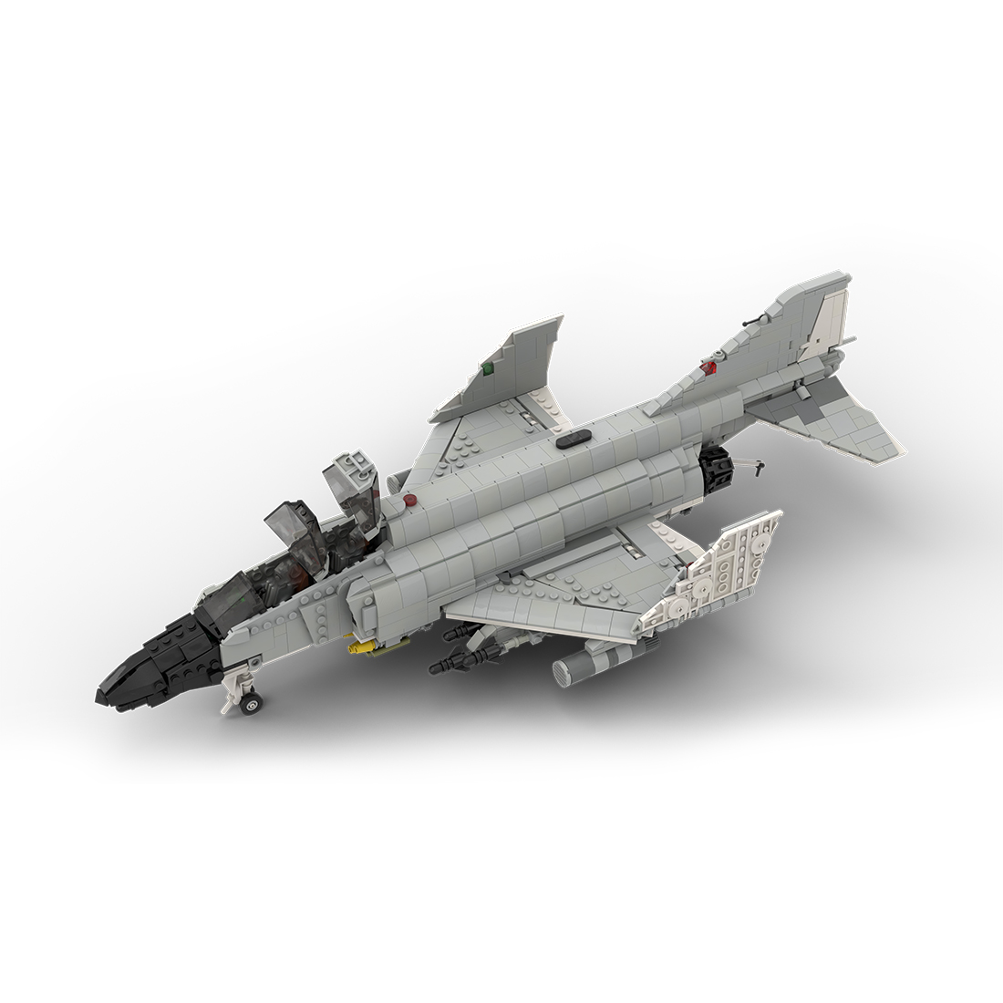 MOC-178143 1/35 Scale F-4 Phantom II AIR FORCE / NAVY Fighter-bomber Assembly Toy Building Blocks Set (1396PCS/White&Black)