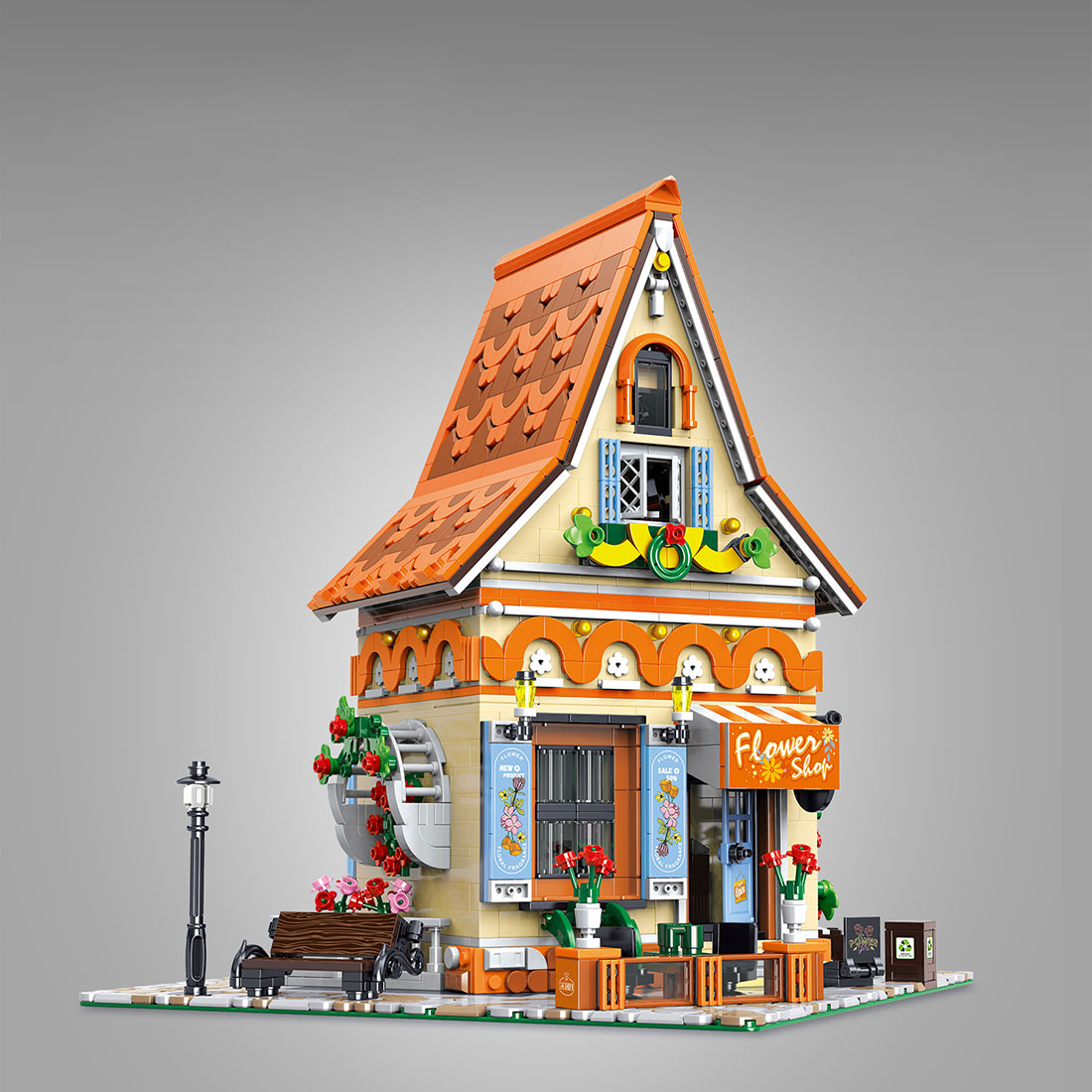 Magic Flower Workshop Street Scene Assembly Toy Building Blocks Set (2445PCS)