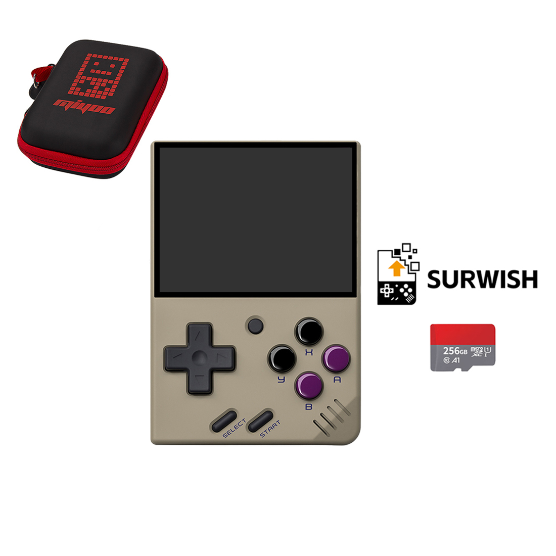 Miyoo Mini V4 Portable Handheld Game Console with Storage Bag+ 256G SD Card for Surwish