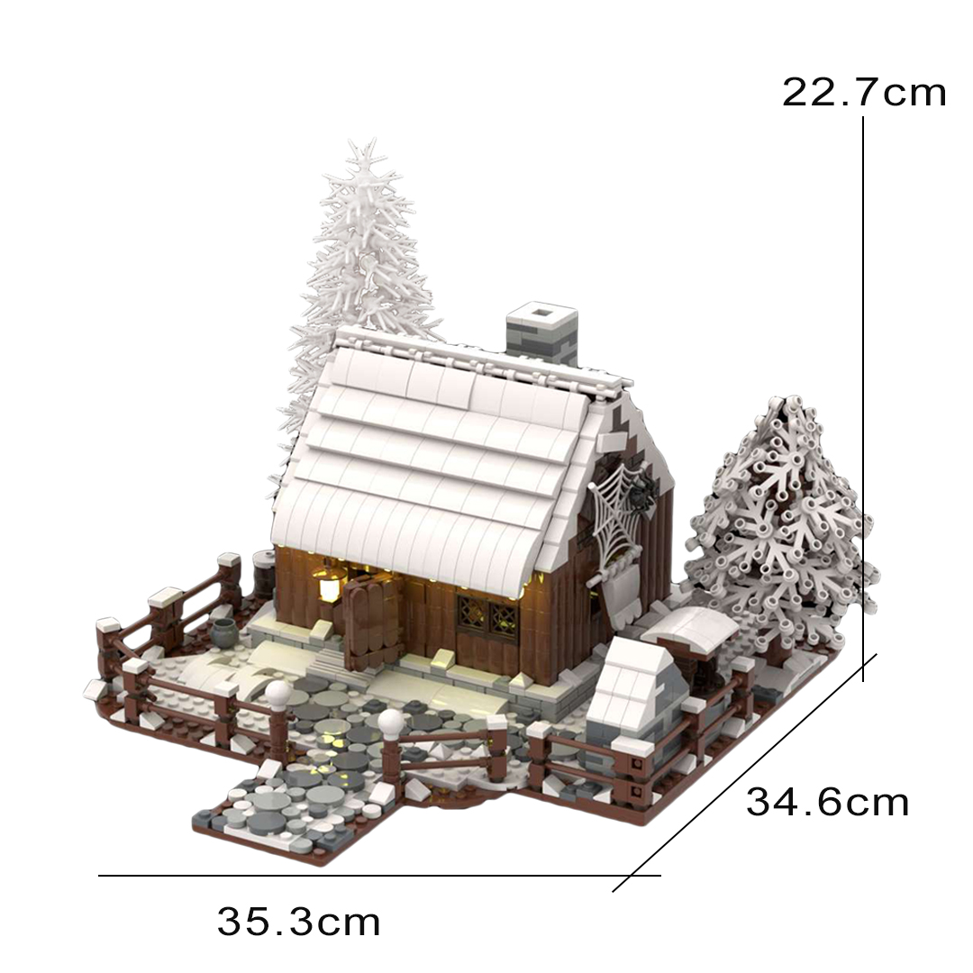 1781+Pcs Mountain Forest Winter Wooden House with Fireplace Bricks Model DIY Building Block Kits