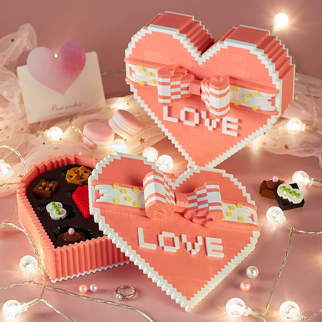Valentine's Day Love Chocolate Model MOC DIY Assembly Building Blocks Set (1999PCS)
