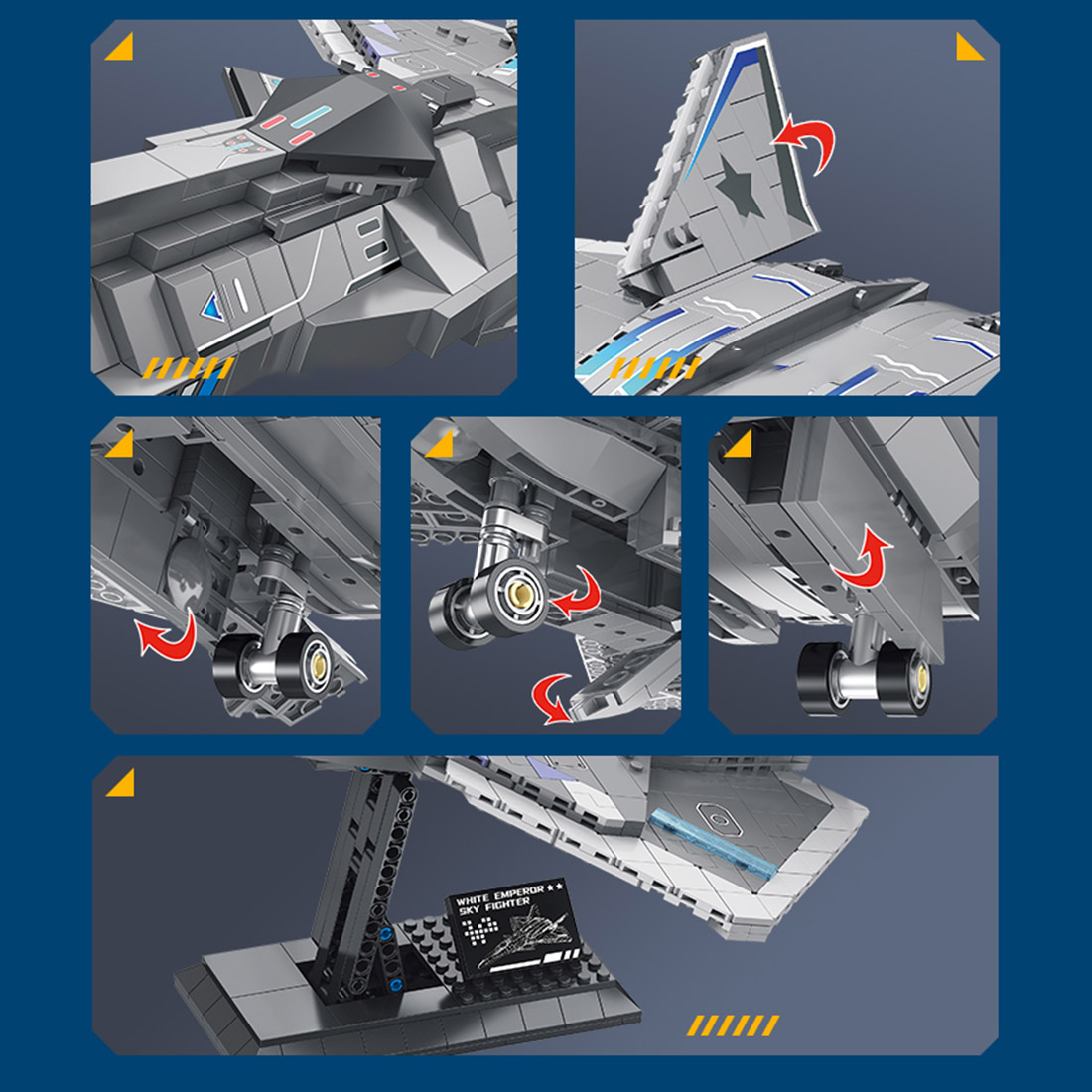 Sky Fighter Assembly MOC Model Building Blocks Set Creative Ornament (1226PCS)