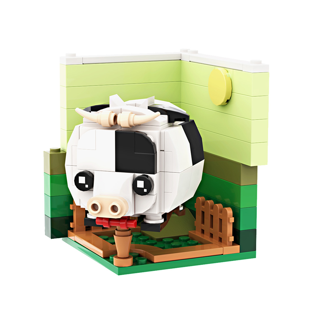 Dairy Cow Farm Animal Series Puzzle DIY Mini Brick Assembly Magic Cube