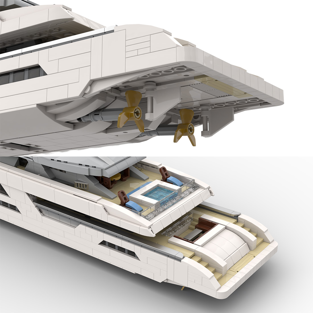 1/80 Scale Luxury Yacht DIY Building Set, ABS Model Kit with Detailed Interior, Display & Collectible Gift (2977PCS)