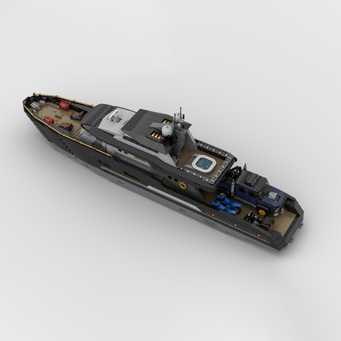 1:30 Scale Expeditionary Yacht Building Block Set, Collectible Model Kit with Functional Propeller Mechanism (4369 PCS)