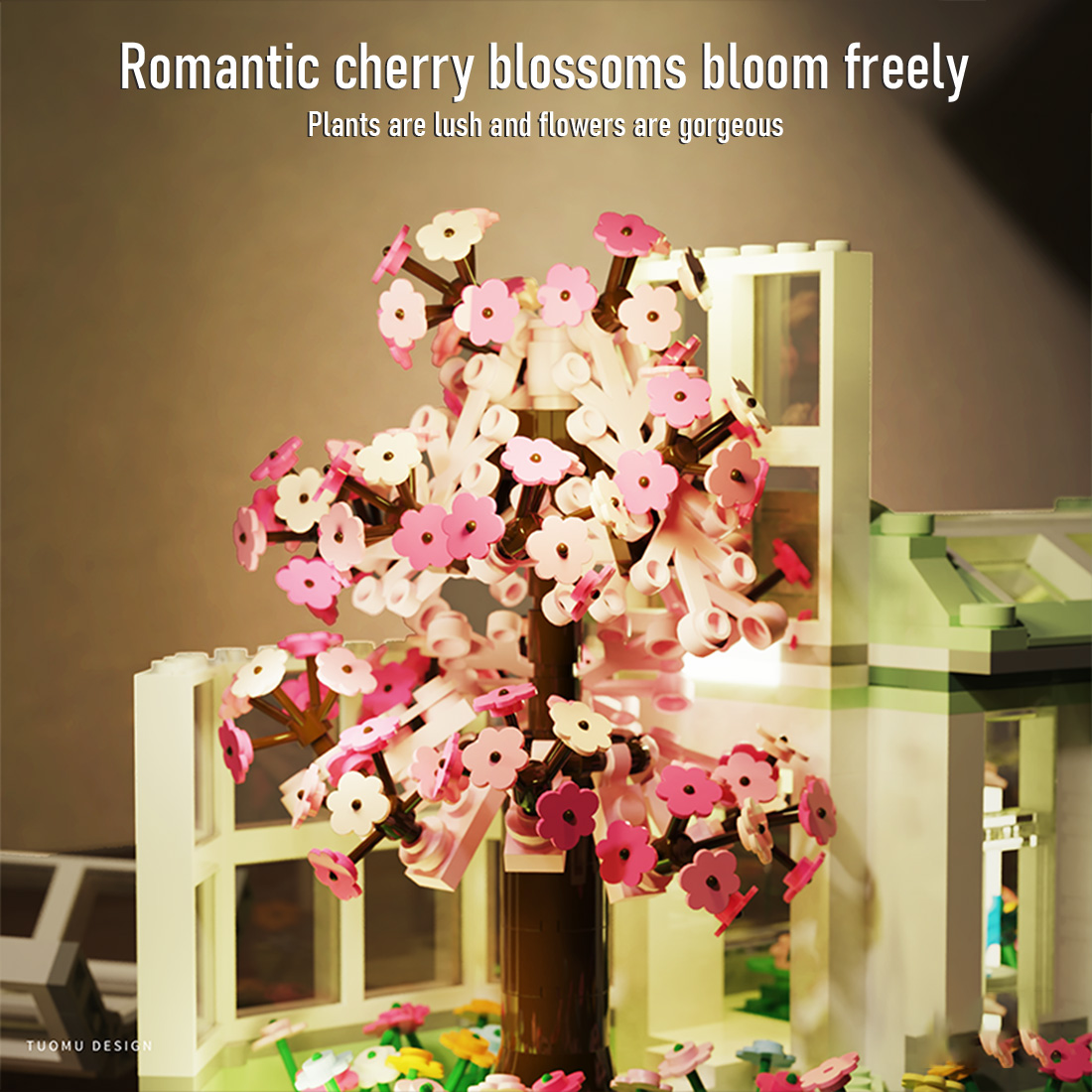 Botanical Garden Assembly Toy with Lights Small Particles Building Blocks Set (827PCS)