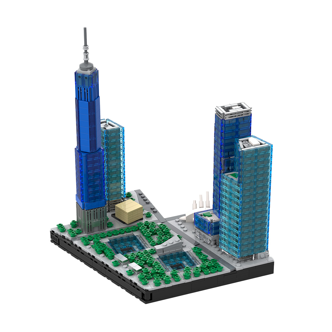 1/2000 Scale The New World Trade Center MOC Model DIY Assembly Building Blocks Set (1593PCS)