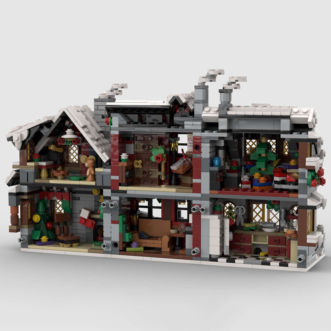 2340 PCS Three Little Winter Houses Bricks Model MOC-58700& MOC-79497 Building Block Set Toys (Licensed and Designed by little_Thomas)
