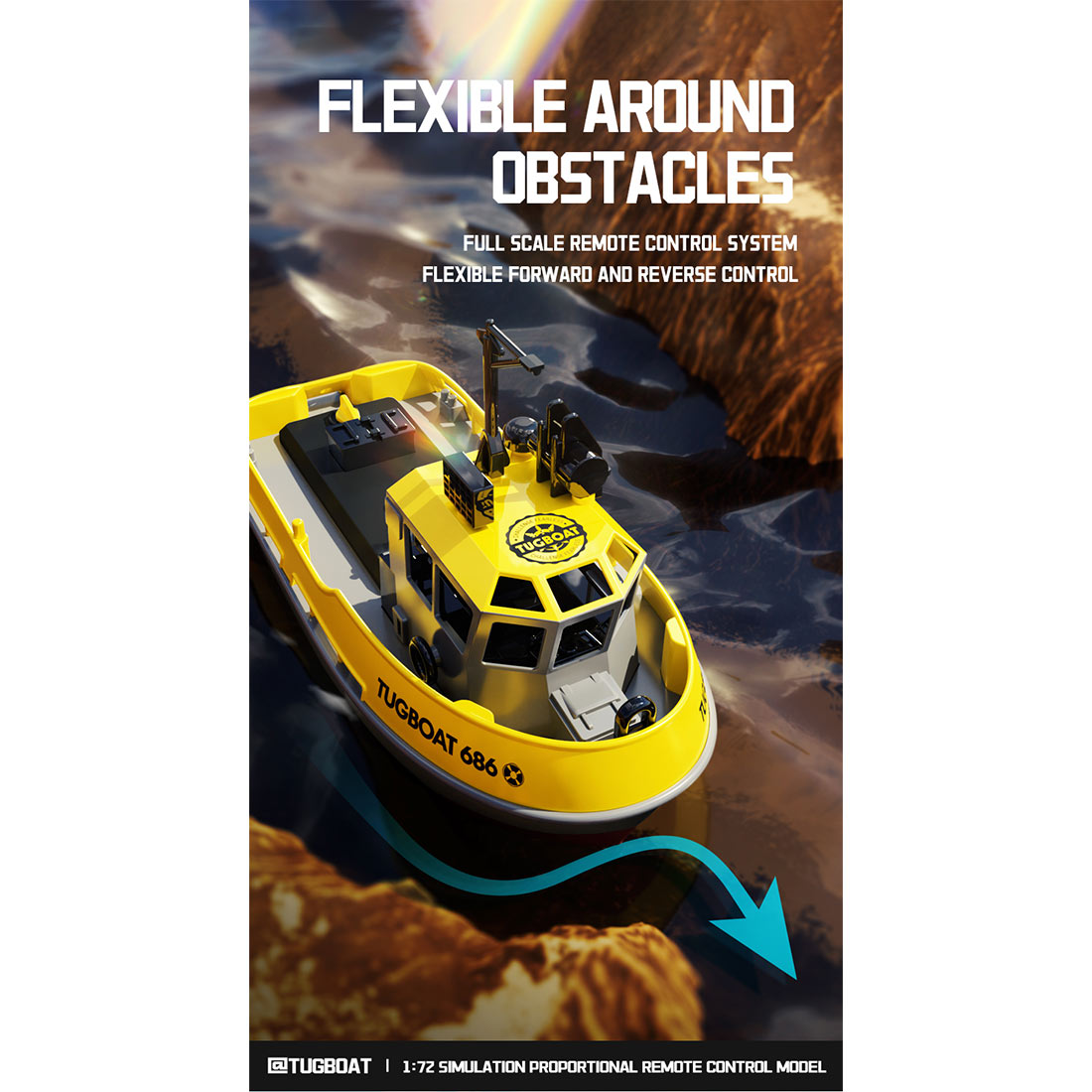 1/72 2.4Ghz RC Electric Tugboat Model (RTR Version/Yellow)