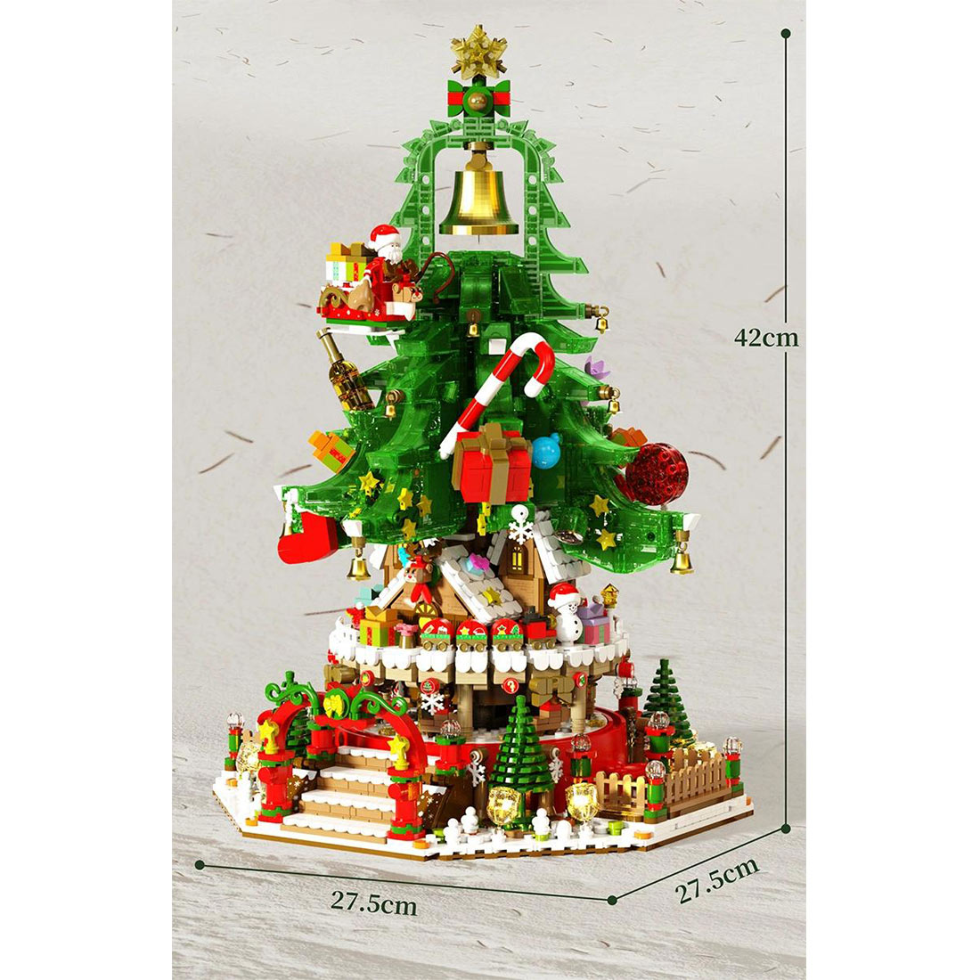 Christmas Melody Wonderland Music Box with Light DIY Assembly Model Small Particles Building Blocks Set (2963PCS/Dynamic Version)