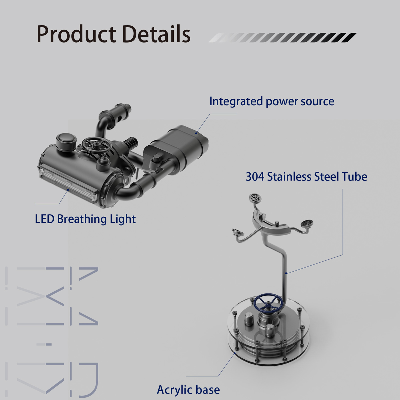  3D Devilray Mechanical Marine Biological Metal Assembly Model with Lights (Dynamic Version/200+PCS)
